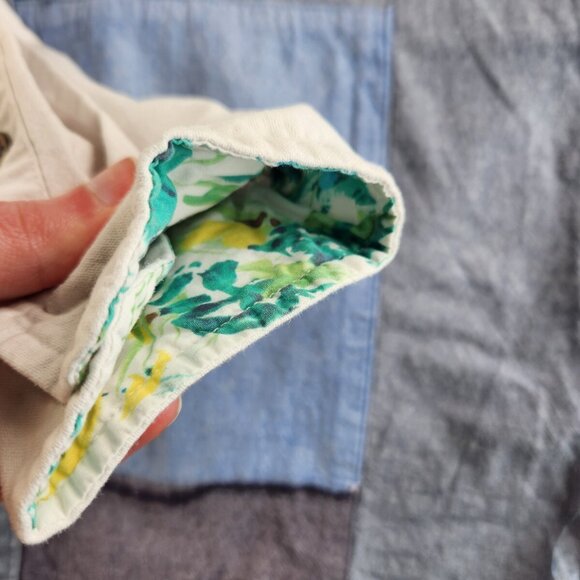 Desigual Regular XL Blue White Colorblock Floral Long Sleeve Button Up Shirt Reg - Picture 14 of 16